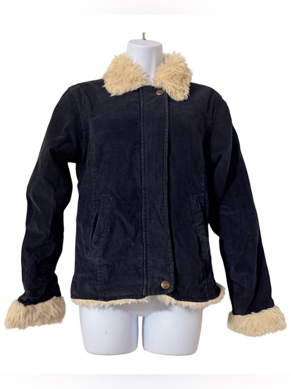 Kenpo Corduroy Faux Shearling Penny Lane Jacket Girls 14 Fits Womens XXS Vintage